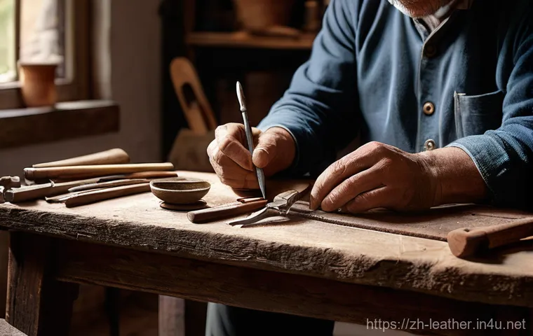 가죽공예 스티칭 방법 - Here are three detailed image generation prompts in English: