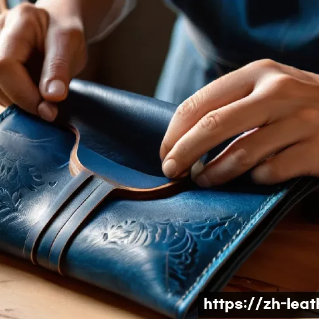 가죽공예 조각 및 리벳 사용법 - **Prompt 1: Skilled Artisan's Hands at Work**
A close-up shot of a skilled female artisan's hand...