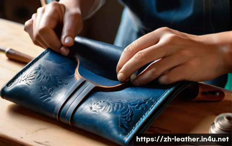 가죽공예 조각 및 리벳 사용법 - **Prompt 1: Skilled Artisan's Hands at Work**
    A close-up shot of a skilled female artisan's hand...